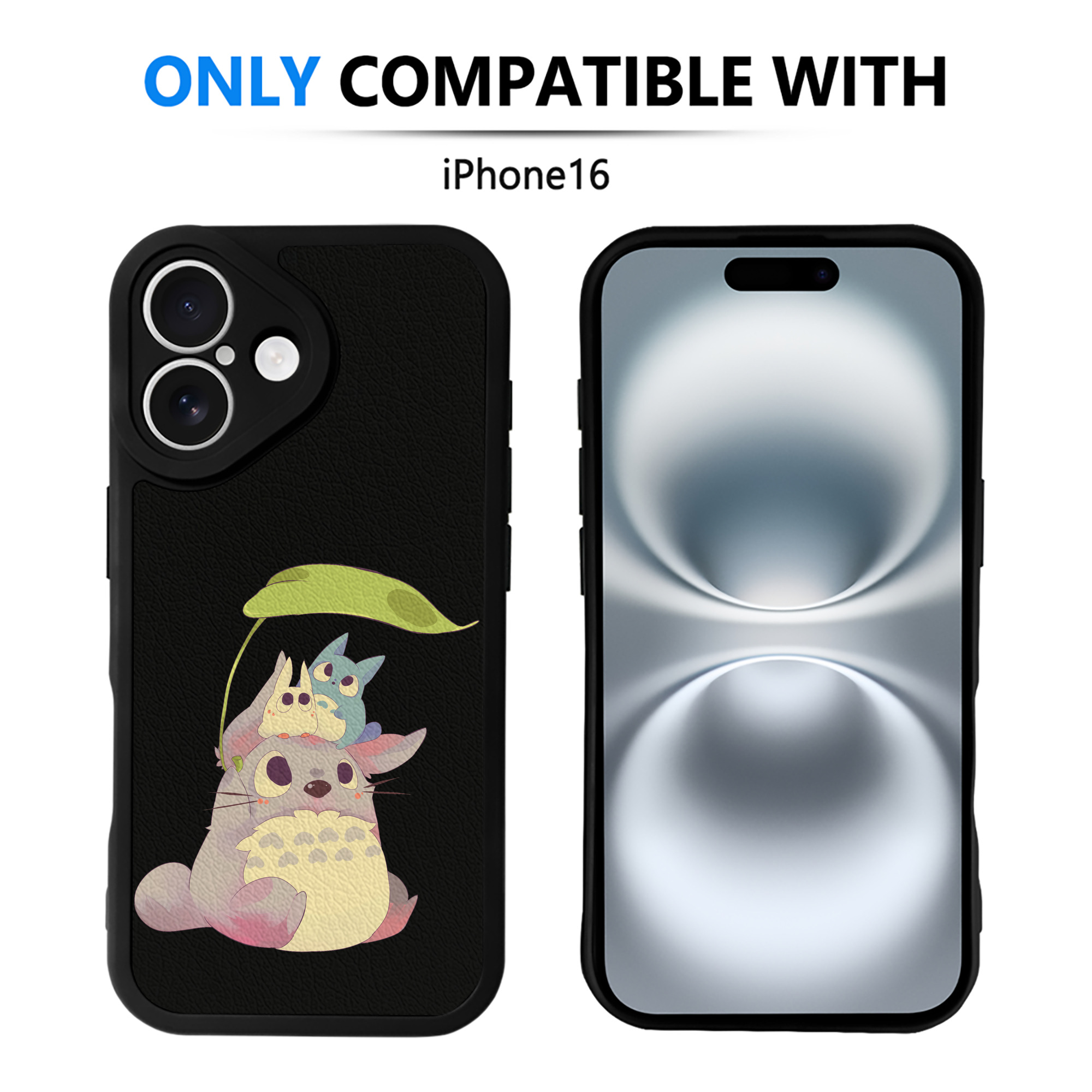 （画像用） となりのトトロ 草壁メイ 草壁サツキ My Neighbor Totoro Satsuki Kusakabe Mei Kusakabe 【iPhone 16シリーズ対応】シリコンスマホケース（レザー調） 材質：シリコン